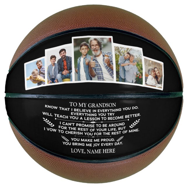 Balón De Baloncesto Regalo personalizado a mi nieto con 5 fotos (Anverso)