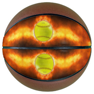 Balón De Baloncesto Regalos gay artísticos de Softbol en llamas de Sli