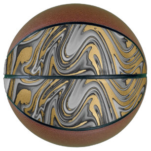 Balón De Baloncesto Resumen De La Disminución De Aceite De Mármol Negr