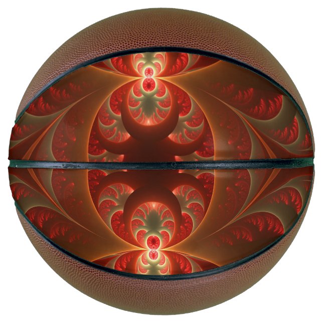 Balón De Baloncesto Resumen luminoso Naranja moderno Fractal rojo (Anverso)