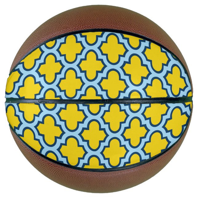 Balón De Baloncesto Rojo azul amarillo y bebé, Entramado, Quatrefoil (Anverso)