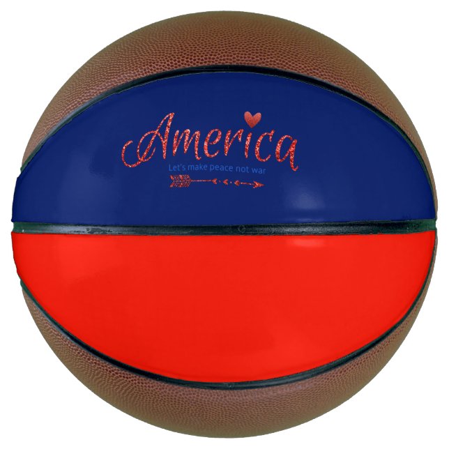 Balón De Baloncesto Rojo, blanco, azul, bandera, estrellas, flechas, 4 (Anverso)