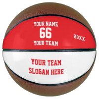 Balón de Baloncesto Rojo Personalizado con Nombre,