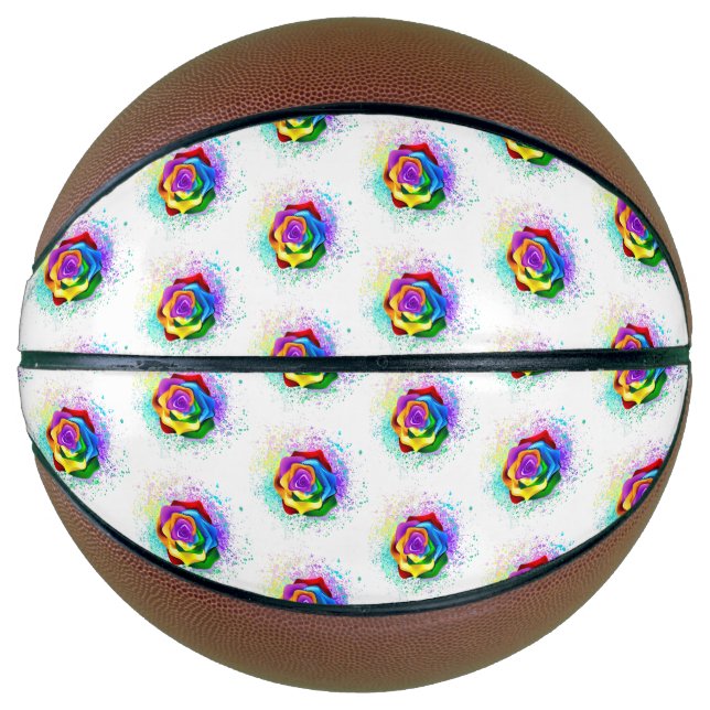 Balón De Baloncesto Rosa arcoiris colorido (Anverso)