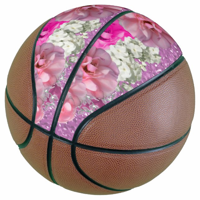 Balón de baloncesto rosa con purpurina y flores fa (Angular)