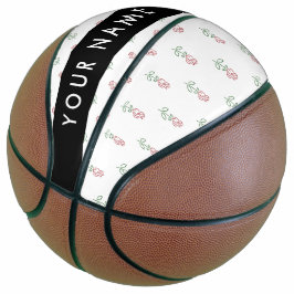 Balón De Baloncesto Roses Rojos, Patrón De Rosas, Tu Nombre