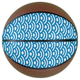 Balón De Baloncesto Seigaiha, olas, japonés, azul y blanco