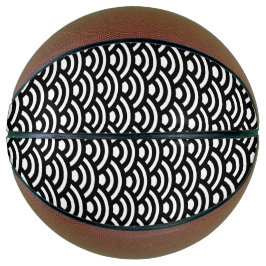 Balón De Baloncesto Seigaiha, olas, japonés, blanco y negro