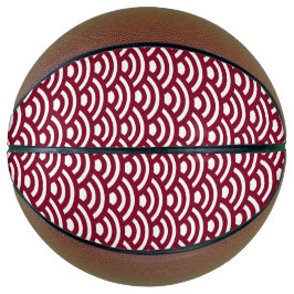 Balón De Baloncesto Seigaiha, Waves, Japanese, Burgundy and White