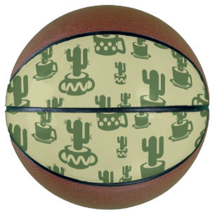 Balón De Baloncesto Silueta de cactus suculenta en tazas y macetas