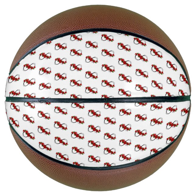 Balón De Baloncesto Símbolo infinito con rosas rojas (Anverso)