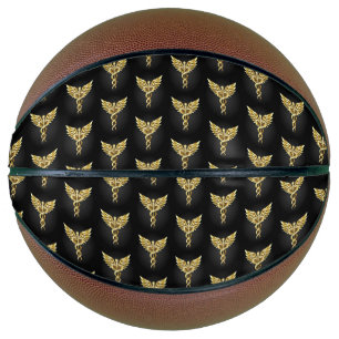 Balón De Baloncesto Símbolo poligonal de oro Caduceus