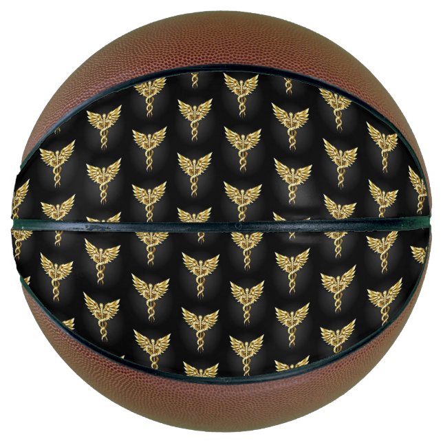 Balón De Baloncesto Símbolo poligonal de oro Caduceus (Anverso)