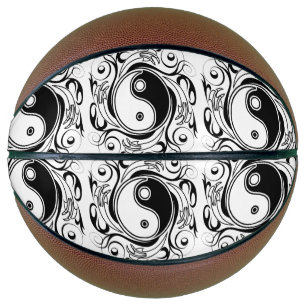 Balón De Baloncesto Símbolo Yin & Yang estilo Tatuaje blanco y negro