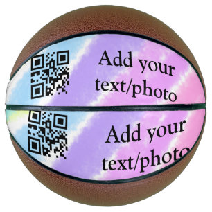 Balón De Baloncesto Simple azul rosa acuarela agregue su texto nombre 