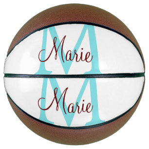 Balón De Baloncesto simple minimal añadir nombre monograma rosa rojo