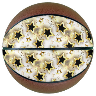 Balón De Baloncesto Sin inconvenientes de luz con estrellas de oro