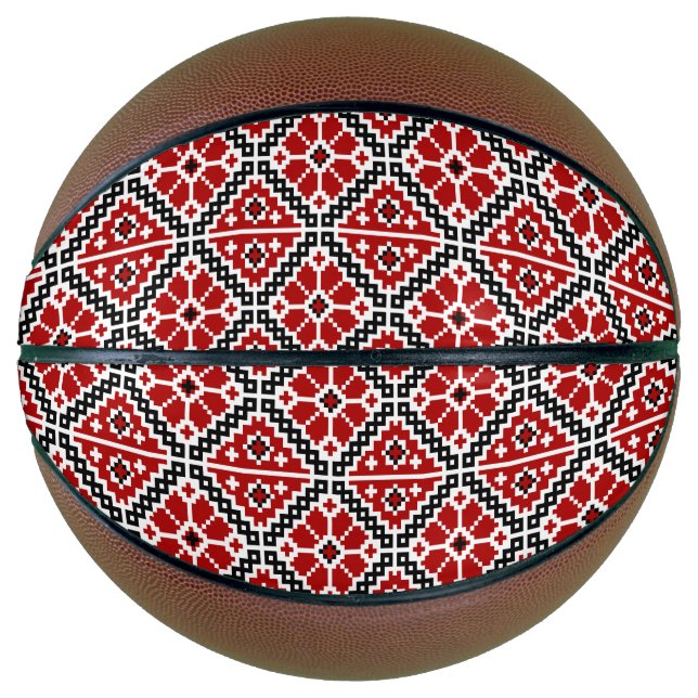 Balón De Baloncesto Slavic Ethnic Embroidery, Balkan Traditional (Anverso)