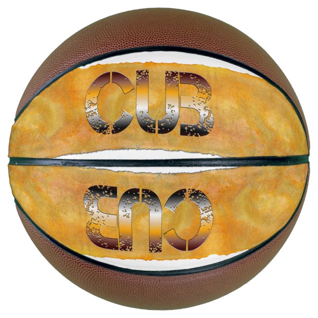 Balón De Baloncesto SlipperyJoe's cub word naranja-tonos marrones pro (Anverso)