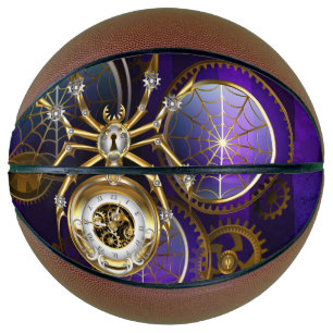 Balón De Baloncesto Spider Steampunk sobre fondo morado
