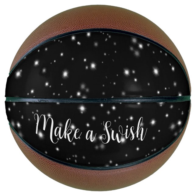 Balón De Baloncesto Starlight Sparkles Black and White Stars Wish Pun (Anverso)