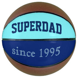 Balón De Baloncesto Super Papá en azul neón y azul oscuro