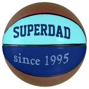 Balón De Baloncesto Super Papá en azul neón y azul oscuro