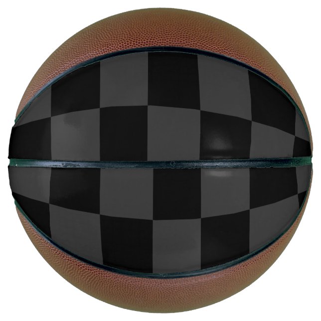 Balón De Baloncesto Tablero de ajedrez negro clásico y negro humeante (Anverso)