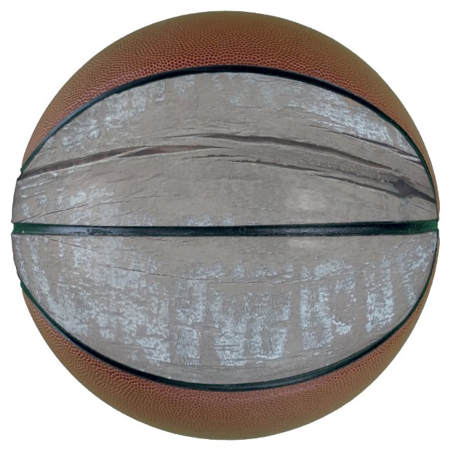 Balón De Baloncesto tableros de madera gris de plumas (Anverso)