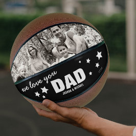 Balón De Baloncesto Te Amamos Papá Foto | Estrellas Blancas y Negras