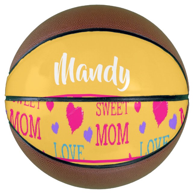 Balón De Baloncesto Te amo mamá escribe un texto en naranja (Anverso)