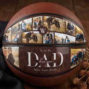 Balón De Baloncesto Te Amo Papá Día del Padre Foto Collage Cuero