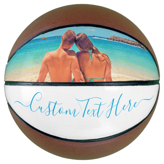 Balón De Baloncesto Texto personalizado de tu foto baloncesto y Person (Anverso)
