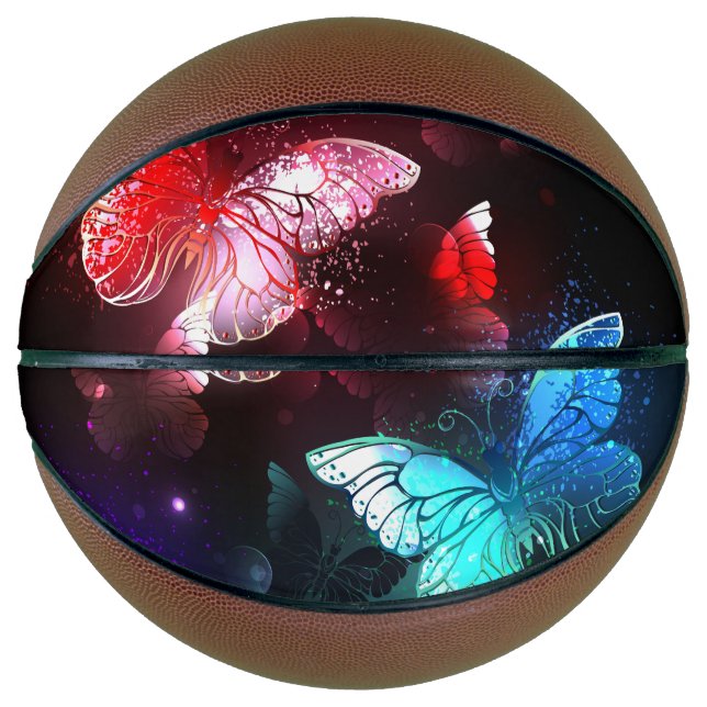 Balón De Baloncesto Three Glowing Butterflies on night background (Anverso)