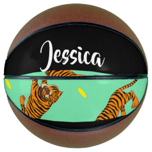 Balón De Baloncesto Tigres de nombres personalizados con un patrón ver