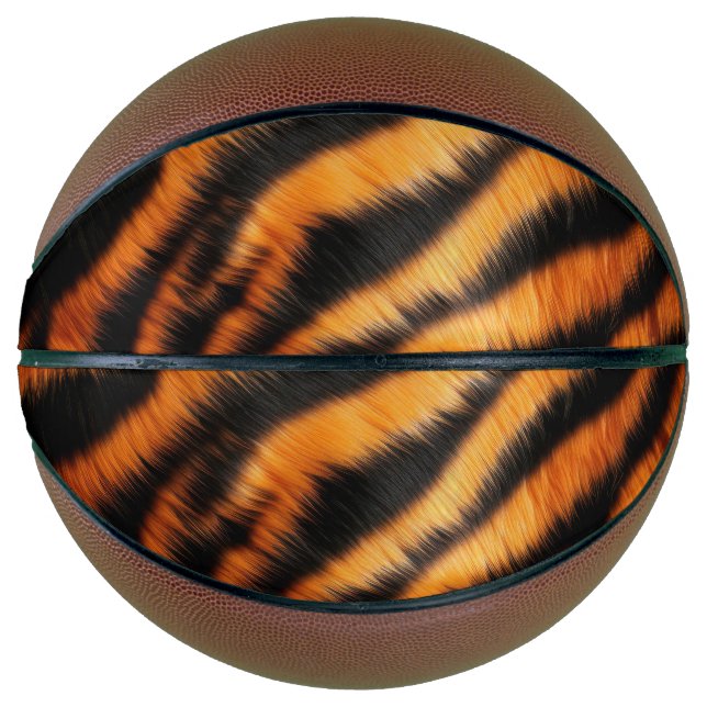 Balón De Baloncesto Tiras de tigre negro naranja (Anverso)