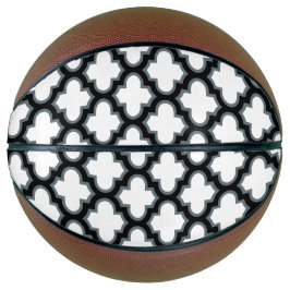 Balón De Baloncesto Trébol blanco y negro, Entramado, Quatrefoil