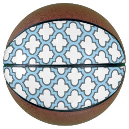 Balón De Baloncesto Trellis azul blanco y bebé, Entramado, Quatrefoil