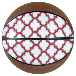 Balón De Baloncesto Trellis blanca y roja, Entramado, Quatrefoil
