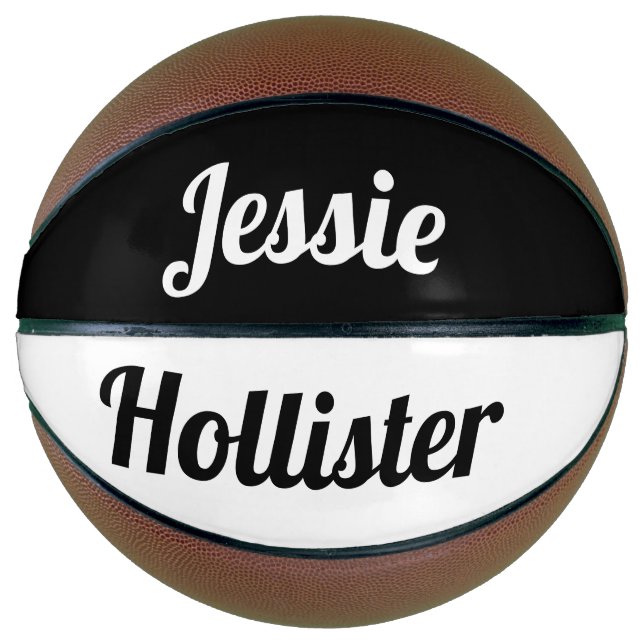 Balón De Baloncesto Tu nombre | Blanco y negro (Anverso)