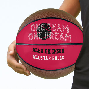Balón De Baloncesto Un equipo un sueño rojo negro blanco personalizad