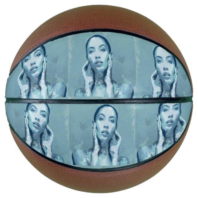 Balón De Baloncesto "Woman in Blue" Premium Canvas  (Anverso)