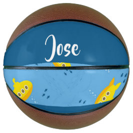 Balón De Baloncesto Yellow submarine and fish on blue