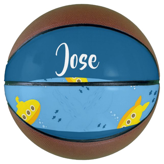 Balón De Baloncesto Yellow submarine and fish on blue (Anverso)