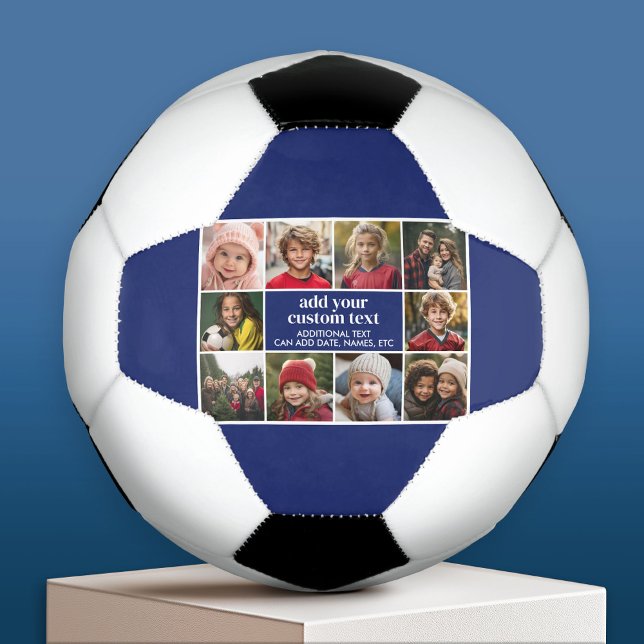 Balón De Fútbol 10 Borde fotográfico con centro de texto - blanco  (Custom Soccer Ball)