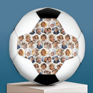 Balón De Fútbol 12 Colaje de Fotos - patrón funky de hexágono pana