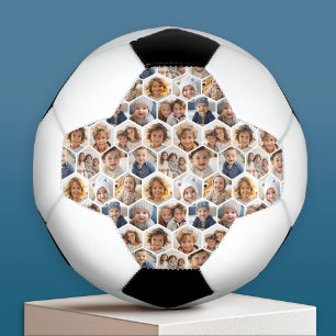 Balón De Fútbol 12 Collage de fotos - patrón de abeja hexagonal fu