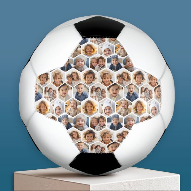 Balón De Fútbol 12 Collage de fotos - patrón de abeja hexagonal fu (Custom Soccer Ball)