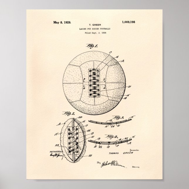 Balón de fútbol 1928 Arte de patentes - Peper anti (Frente)