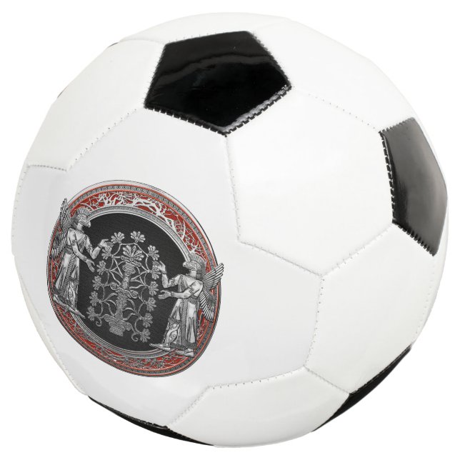 Balón De Fútbol [310] Dos Ninurtas plateadas con árbol de la vida (Tres cuartos)